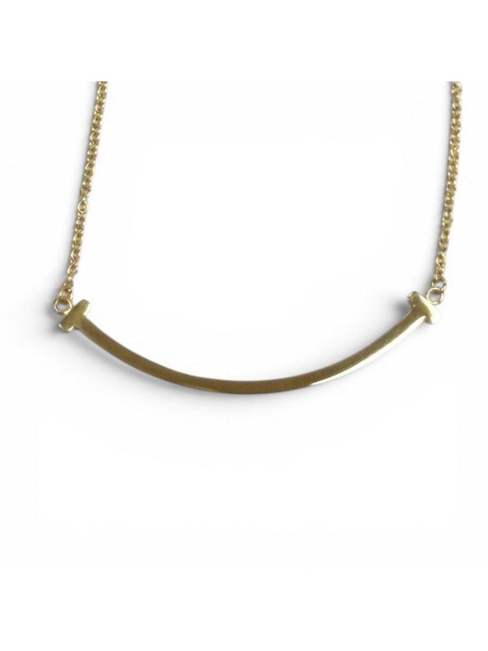 Tiffany & Co T Smile Pendant Small Necklace Yellow Gold